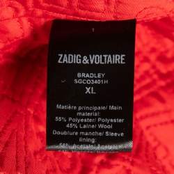 Zadig & Voltaire Black Wool Blend Zip Front Jacket XL