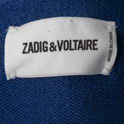 Zadig & Voltaire Blue Distressed Wool Crew Neck Sweater XL