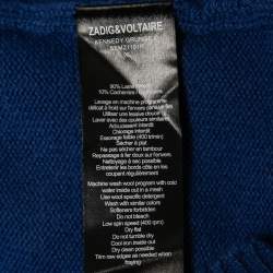 Zadig & Voltaire Blue Distressed Wool Crew Neck Sweater XL