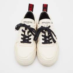 Zadig and Voltaire Cream Leather Low Top Sneakers Size 39