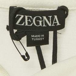 Pre Owned Zegna Off-White Cotton Polo T-Shirt L