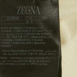 Pre Owned Zegna Off-White Cotton Polo T-Shirt L