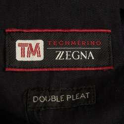 Pre Owned Zegna Navy Blue Wool Pleated Trouser S