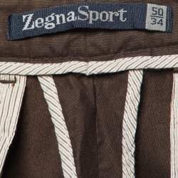 Zegna Sport Brown Cotton Regular Fit Pants L/Waist 34"