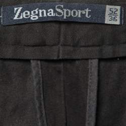 Zegna Sport Black Cotton Regular Fit Pants XL/Waist 37"