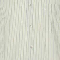 Pre Owned Zegna Sport Green/Grey Stripe Cotton Long Sleeve Shirt M