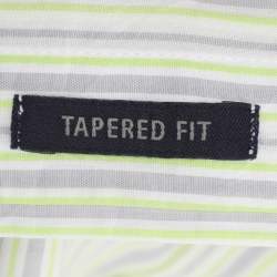 Pre Owned Zegna Sport Green/Grey Stripe Cotton Long Sleeve Shirt M
