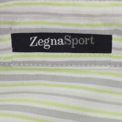Pre Owned Zegna Sport Green/Grey Stripe Cotton Long Sleeve Shirt M