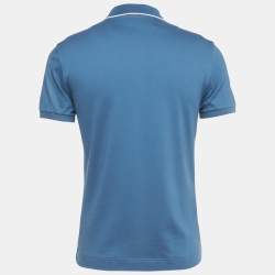 Pre Owned Zegna Sport Blue Cotton Polo T-Shirt S