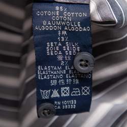 Zegna Sport Grey Striped Cotton & Silk Button Front Shirt M 