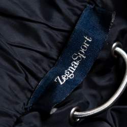 Zegna Sport Navy Blue Wool & Synthetic Paneled Zip Front Jacket L 