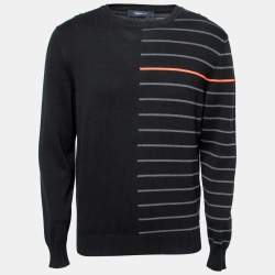 Zegna Sport Black Striped Knit Round Neck Sweater M