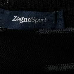 Zegna Sport Black Striped Knit Round Neck Sweater M