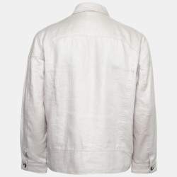 Zegna Sport Light Grey Linen Zip Front Jacket L
