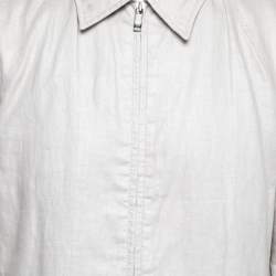 Zegna Sport Light Grey Linen Zip Front Jacket L