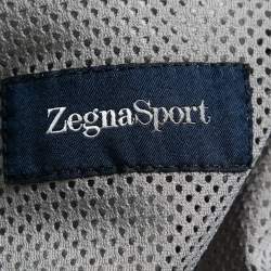 Zegna Sport Light Grey Linen Zip Front Jacket L