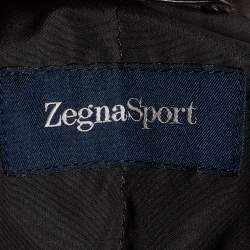 Zegna Sport Brown Leather Zip Front Jacket XL