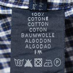 Pre Owned Zegna Sport Navy Blue Checked Regular Fit Full Sleeve Shirt L