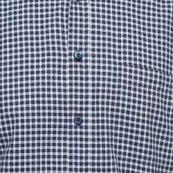Pre Owned Zegna Sport Navy Blue Checked Regular Fit Full Sleeve Shirt L