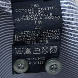 Zegna Sport Navy Blue Striped Cotton Long Sleeve Shirt M