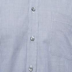 Zegna Sport Navy Blue Striped Cotton Long Sleeve Shirt M