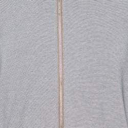 Zegna Sport Grey Striped Cotton Knit Zip Front Jacket XL