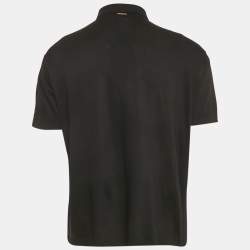 Pre Owned Zegna Black Jersey Polo T-Shirt L