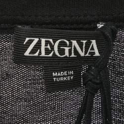 Pre Owned Zegna Black Jersey Polo T-Shirt L