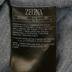 Pre Owned Zegna Blue Linen Knit Crew Neck T-Shirt XL
