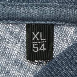 Pre Owned Zegna Blue Linen Knit Crew Neck T-Shirt XL