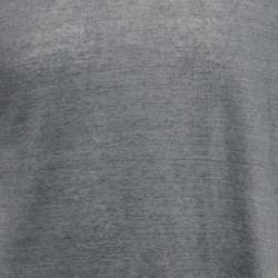 Pre Owned Zegna Blue Linen Knit Crew Neck T-Shirt XL