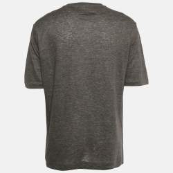 مملوكة مسبقًا Zegna Dark Taupe Linen Oasi Lino T-Shirt XL 
