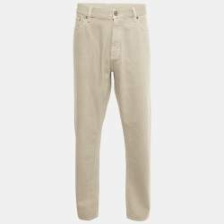 Pre Owned  Zegna Beige Gabardine Classic Fit Roccia Jeans L Waist 38"