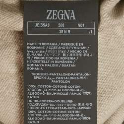 Pre Owned  Zegna Beige Gabardine Classic Fit Roccia Jeans L Waist 38"