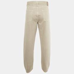 Pre Owned  Zegna Beige Gabardine Classic Fit Roccia Jeans L Waist 38"