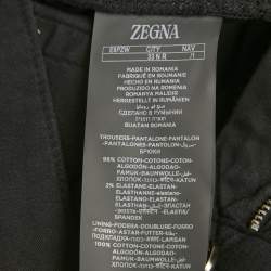 مملوكة مسبقًا Zegna Navy Blue Gabardine Slim Fit Jeans M/Waist 31"