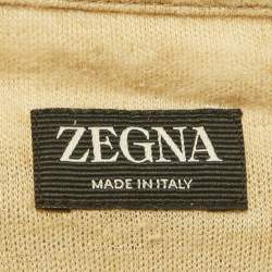 Pre Owned Zegna Yellow Jersey Polo T-Shirt M