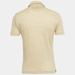 Pre Owned Zegna Yellow Jersey Polo T-Shirt M