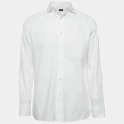 مملوكة مسبقًا Zegna Trofeo White Cotton Long Sleeve Shirt L