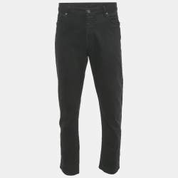 Pre Owned Zegna Black Denim Slim Fit Trousers L/Waist 36"