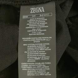 Pre Owned Zegna Black Denim Slim Fit Trousers L/Waist 36"