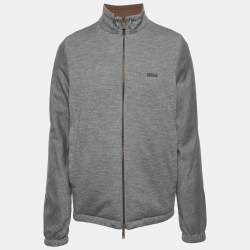 Pre Owned Zegna Grey/Brown Cashmere and Nylon Reversible Jacket M