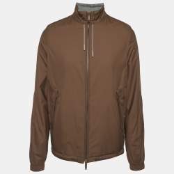 Pre Owned Zegna Grey/Brown Cashmere and Nylon Reversible Jacket M