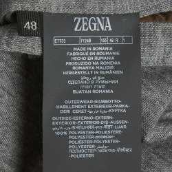 Pre Owned Zegna Grey/Brown Cashmere and Nylon Reversible Jacket M