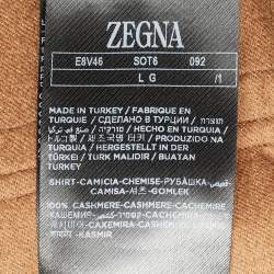 Pre Owned Zegna Brown Cashmere Alba Oasi Long Sleeve Overshirt L