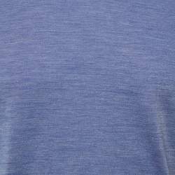 مملوكة مسبقًا Zegna Blue Melange Cotton & Silk Round Neck T-Shirt L