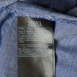 مملوكة مسبقًا Zegna Blue Melange Cotton & Silk Round Neck T-Shirt L