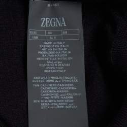 Pre Owned Zegna Cashseta Light Navy Blue Cashmere Knit Polo Shirt XXL