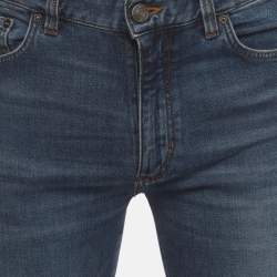 Pre Owned Zegna Blue Distressed Denim Slim Fit Jeans M/Waist 33" 
