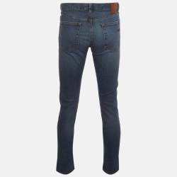 Pre Owned Zegna Blue Distressed Denim Slim Fit Jeans M/Waist 33" 